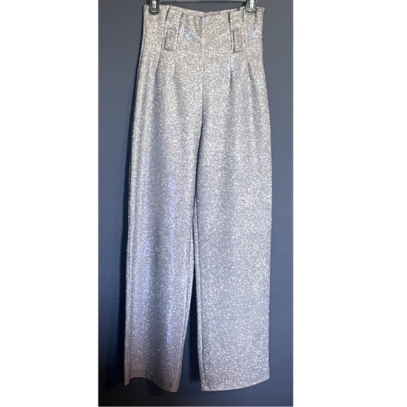 Jaded London Silver Sparkling Waist-high Pants - Picture 2 of 5